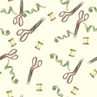 Scissors & Thread Cotton Curtain Fabric - Ivory for Home Decoration