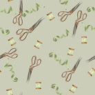 Scissors & Thread Cotton Curtain Fabric - Sage