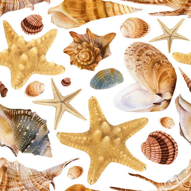 Shells Cotton Curtain Fabric in Sand color, perfect for beachy vibes