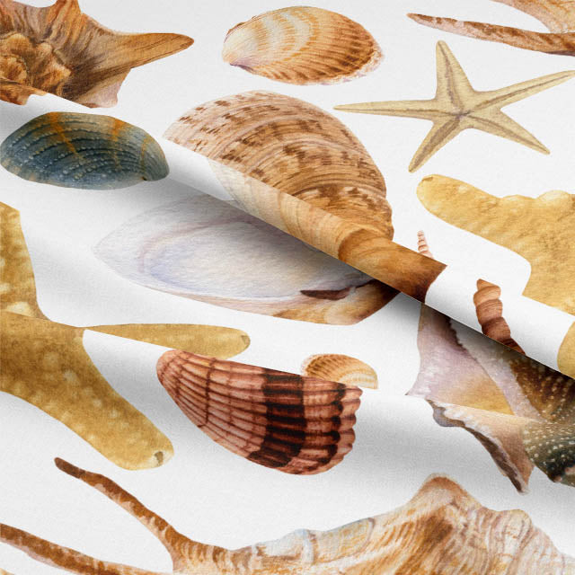 Close-up of the texture of Shells Cotton Curtain Fabric - Sand