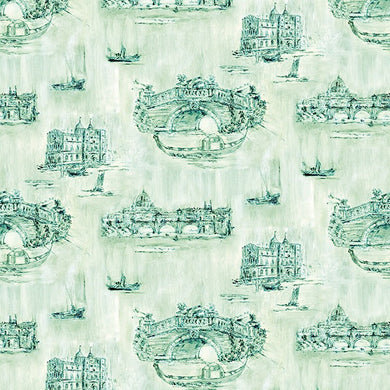 Green Siene Toile Cotton Curtain Fabric drapes beautifully in any room 
