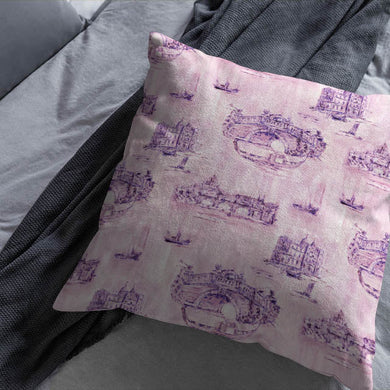 Siene Toile Cotton Curtain Fabric - Mauve, perfect for creating a sophisticated and timeless look