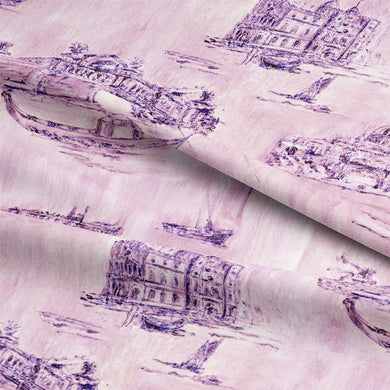High-quality Siene Toile Cotton Curtain Fabric - Mauve for elegant home decor