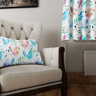Azure blue fabric featuring a peaceful and serene bird design