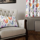 Flame-colored cotton curtain fabric adorned with charming sleeping birds