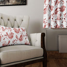 Plum-colored cotton curtain fabric adorned with adorable sleeping bird patterns