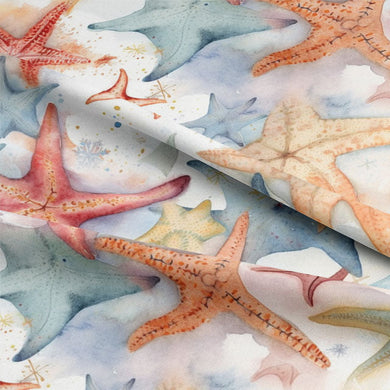Natural and breathable fabric with starfish pattern for coastal-themed decor