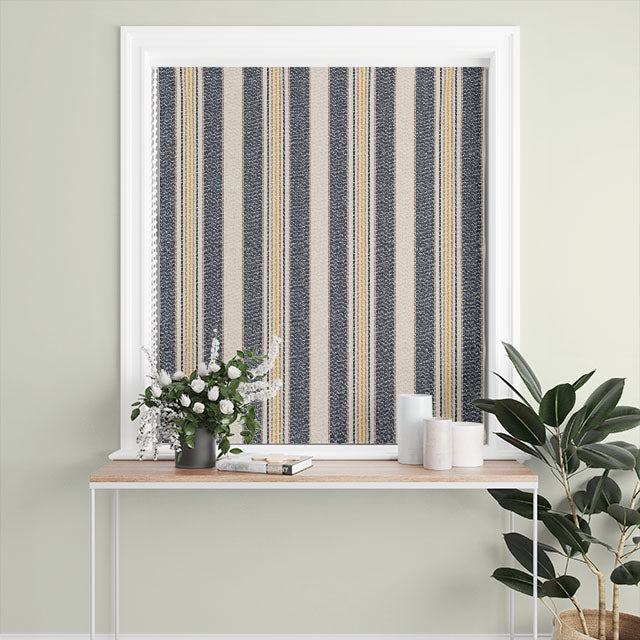 Staten Island Cotton Curtain Fabric - Charcoal swatch draping elegantly in a window