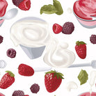 Strawberries and Cream Cotton Curtain Fabric - White with floral pattern and delicate texture