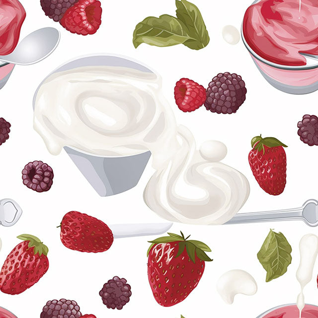Strawberries and Cream Cotton Curtain Fabric - White with floral pattern and delicate texture