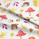 Detailed image of Toadstool Cotton Curtain Fabric - Red, showcasing its rich red hue and intricate toadstool pattern