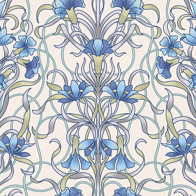 Vanessa Cotton Curtain Fabric - Delft in blue and white stripes