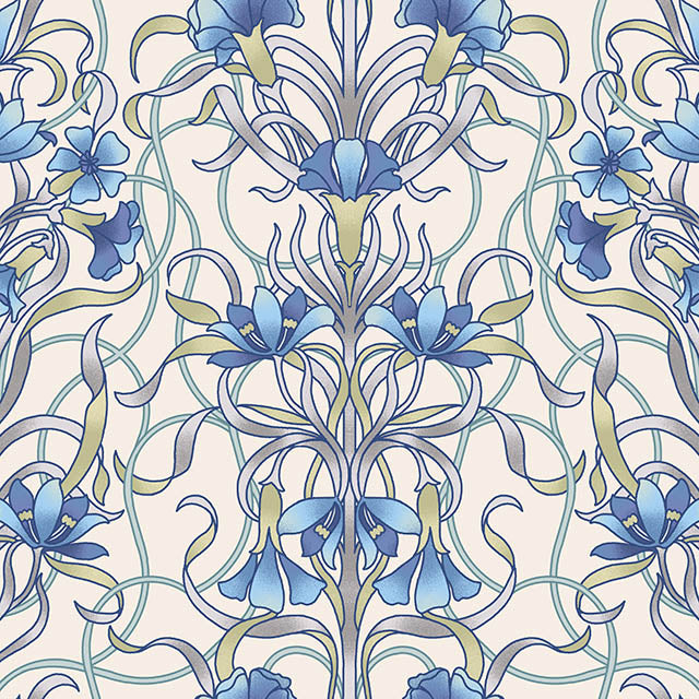 Vanessa Cotton Curtain Fabric - Delft in blue and white stripes