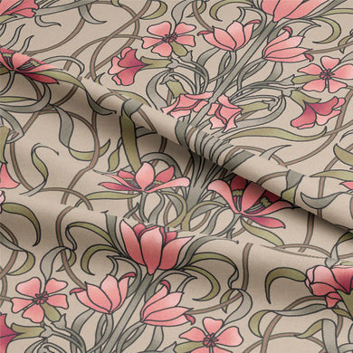 Elegant drapery made from Vanessa Cotton Curtain Fabric in Rouge, adding a touch of sophistication to any room