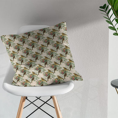  High-quality cotton fabric with a vintage-inspired Finch bird design