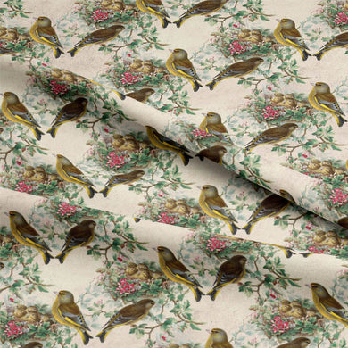  Beautiful neutral colored vintage Finch cotton curtain fabric 