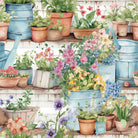 Walled Garden Cotton Curtain Fabric in Blue, perfect for elegant drapery