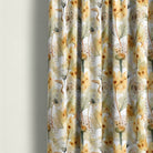 Dandelion Linen Curtain Fabric - Ochre hanging elegantly in a cozy bedroom with soft natural light