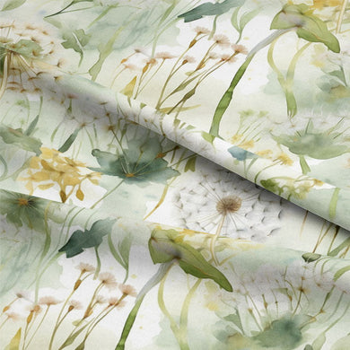 Close-up of Dandelion Linen Curtain Fabric - Sage showcasing its natural texture