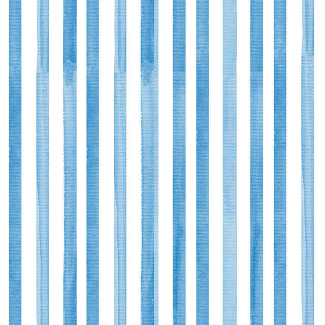 Watercolour Stripe Cotton Curtain Fabric in Aegean Blue and White