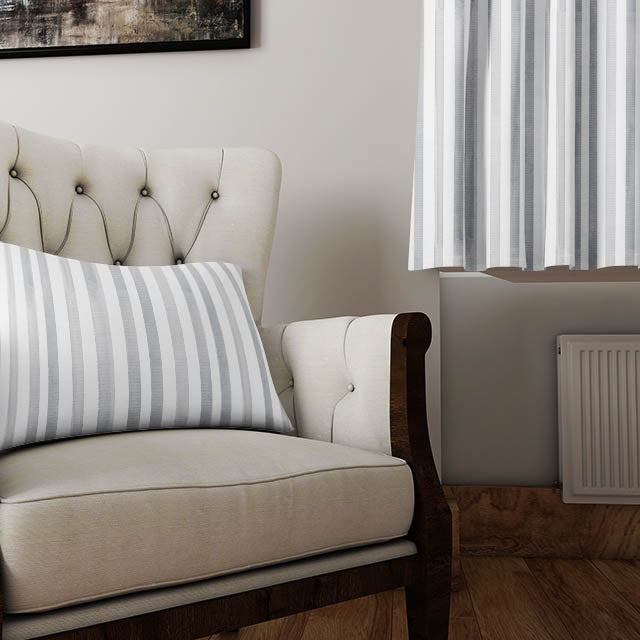 Beautiful Watercolour Stripe Cotton Curtain Fabric in Grey, adding style to any room