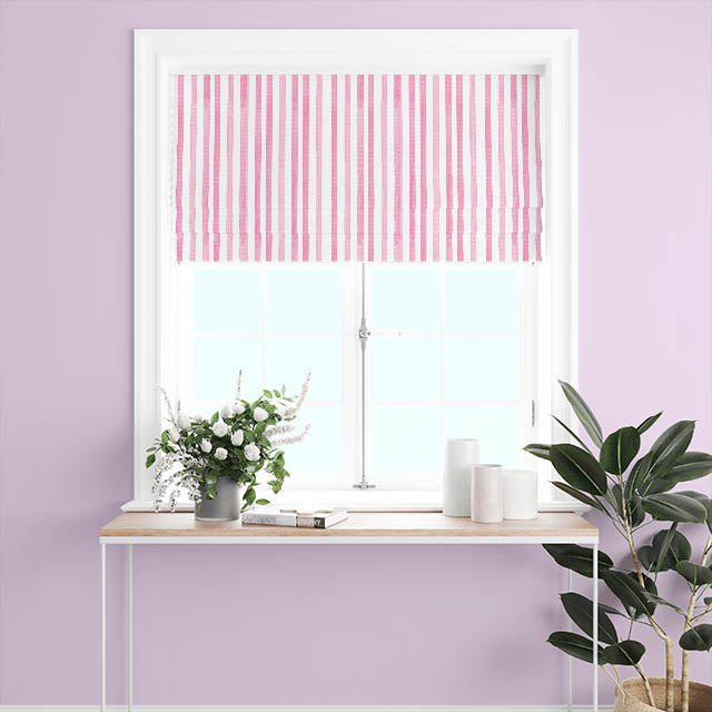 High-quality pink watercolour striped cotton fabric for making curtains