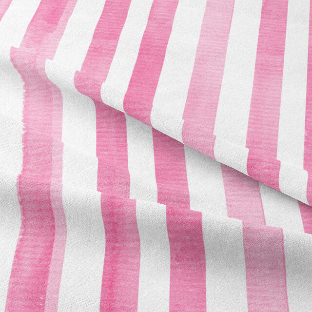 Elegant watercolour striped cotton fabric for curtains in lovely pink shade