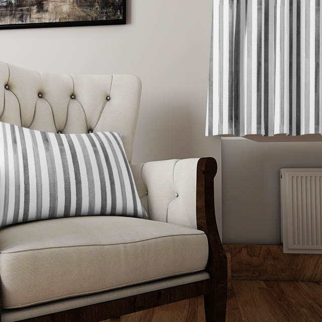Watercolour Stripe Cotton Curtain Fabric - Slate swatch showcasing the beautiful texture