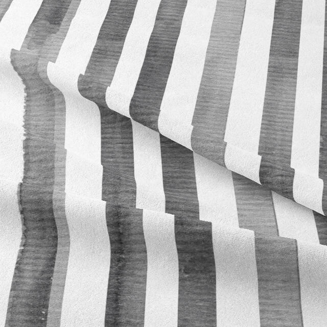 Close-up of Watercolour Stripe Cotton Curtain Fabric texture in Slate color