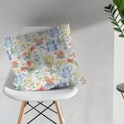 Blue cotton fabric featuring charming watering cans design for curtains