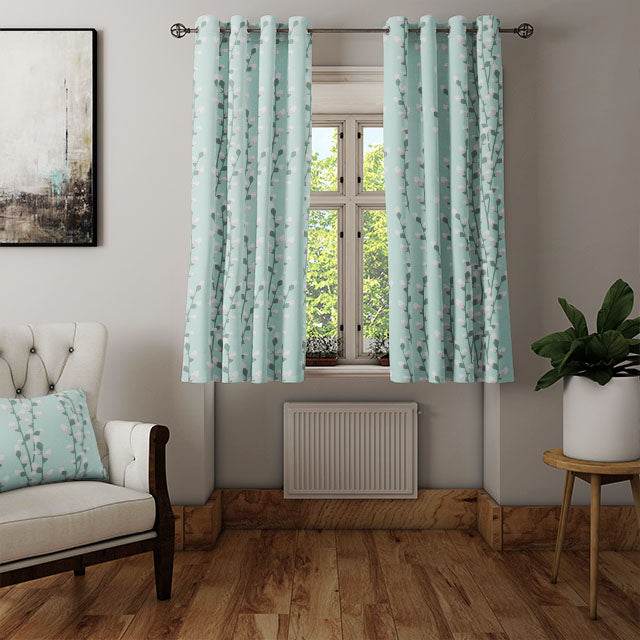 Willow Linen Curtain Fabric in Duck Egg Blue, a natural and breathable fabric for a cozy home atmosphere
