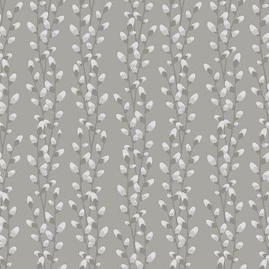 Close up of Willow Linen Curtain Fabric in Grey, showcasing the soft texture and natural color variation