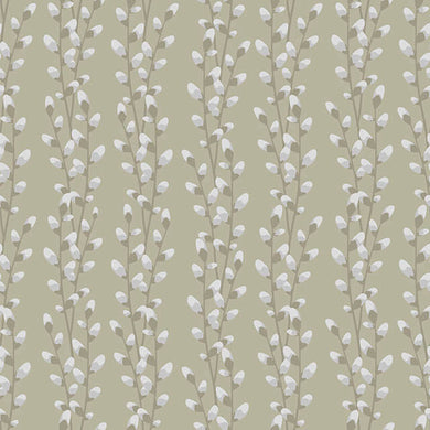 Close up of Sage Willow Linen Curtain Fabric texture with natural wrinkles and light sheen