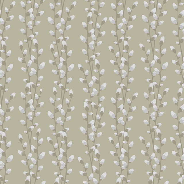 Close up of Sage Willow Linen Curtain Fabric texture with natural wrinkles and light sheen