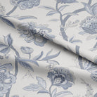 Close-up of Yakira Linen Curtain Fabric, Wedgewood Blue, high quality
