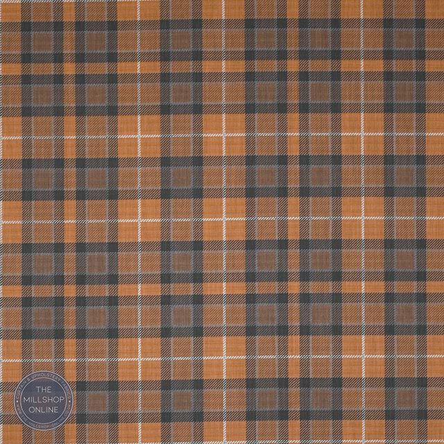 Atriochtan Plaid Flame - Bold orange curtain Fabric for sale