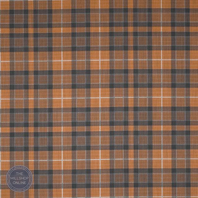 Atriochtan  Plaid Flame - Bold orange curtain Fabric for sale