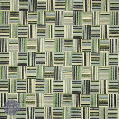 Basket Tapestry Green - Green Basket weave curtain fabric