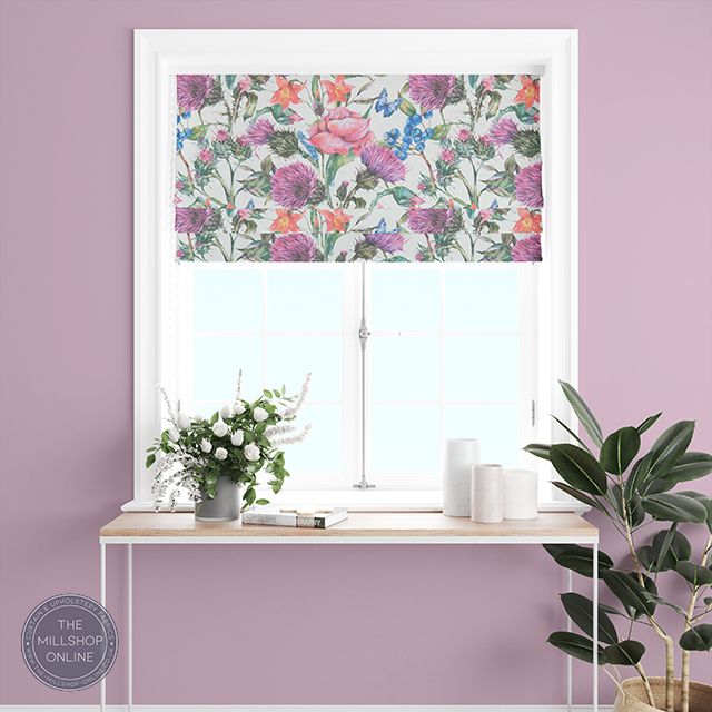Butterflies & Thistles Heather - Vibrant Butterfly fabric for sale uk