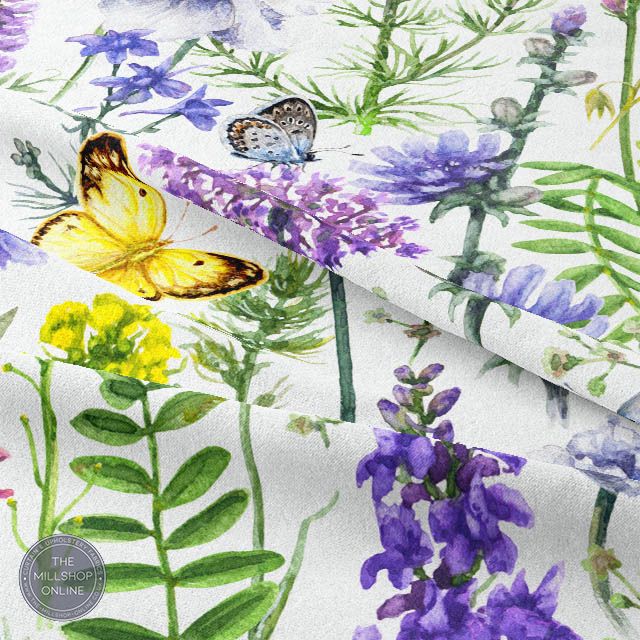 Butterfly Garden Lilac - Mauve Butterfly fabric for roman blinds