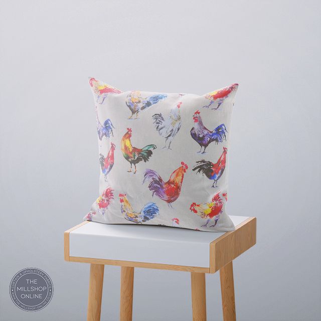 Watercolour Chickens Vibrant Orange Roman Blind Fabrc