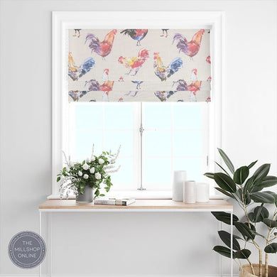 Watercolour Chickens Vibrant Orange Roman Blind Fabrc