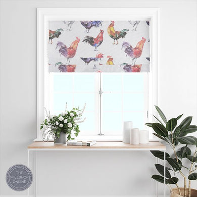 Watercolour Chickens Vibrant Orange Roman Blind Fabrc