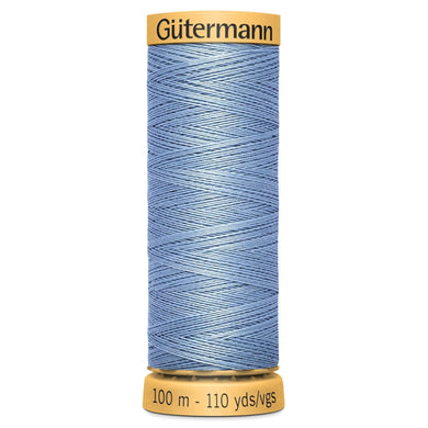 High-quality Gutermann Natural Cotton Thread in 100 meters spool, light blue color