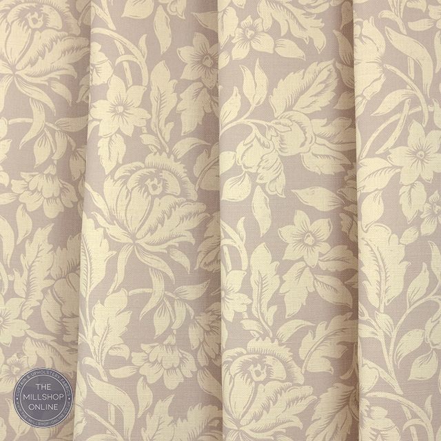 Joelle Dove Grey - Pale Grey Flower design roman blind fabric for sale uk