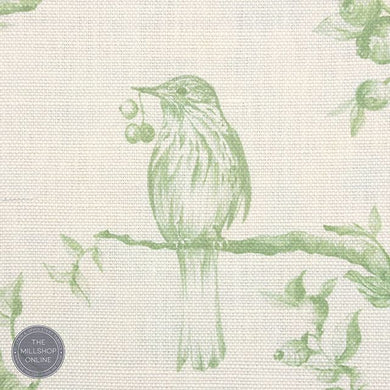Bilberry Green - Green Floral print curtain fabric uk