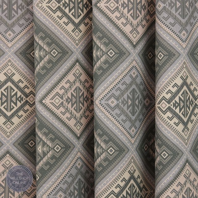 Kilim Grey - Grey Persian Print curtain fabric for sale