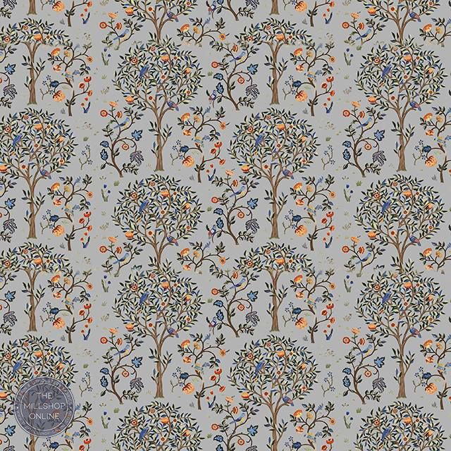 Life Tree Grey Linen Curtain Fabric