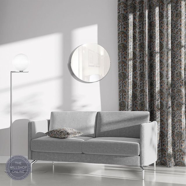 Life Tree Grey - Grey leafy trees print roman blind fabric uk