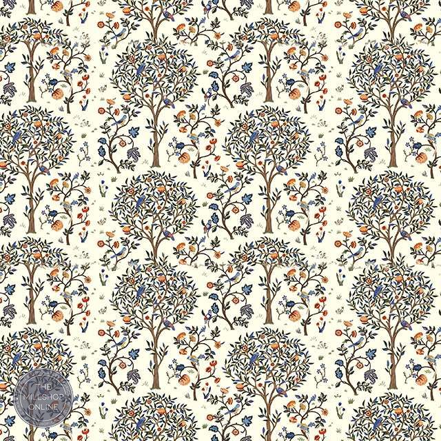 Life Tree Ivory Linen Curtain Fabric